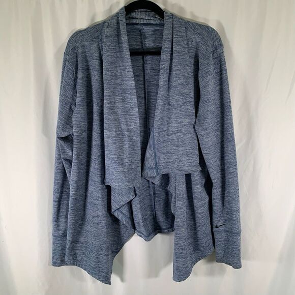 Nike Cardigan Women's Small Blue Heathered Open Front Dri-Fit Long Sleeve - Picture 1 of 8